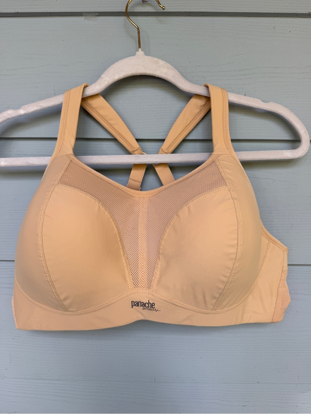 Panache Beige High-Support Sports Bra with Mesh Front 38D